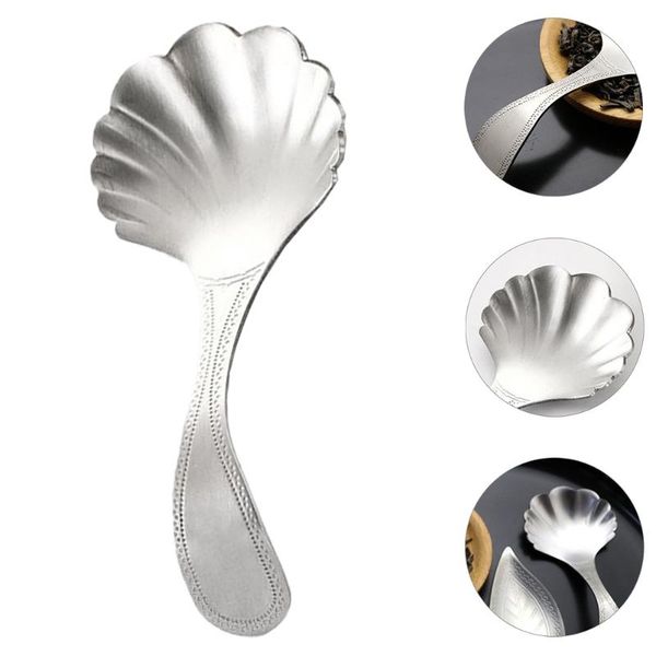 

spoons 1pc stainless steel spoon tea scoop shell shape teaspoon exquisite