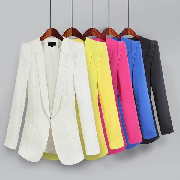 

women's suits & blazers business spring autumn all-match women jackets short slim single button long sleeve blazer suit, White;black