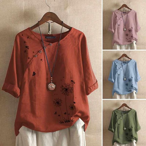 

printed summer elegant women's flower blouse casaul short sleeve blusas female o neck button plus size tunic blouses & shirts, White