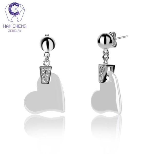 

dangle & chandelier hancheng fashion luxury ceramic heart drop earrings golden 925 silver chain clavicle women jewelry brincos bijoux