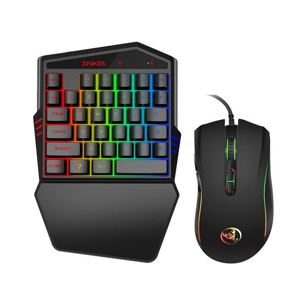 

ergonomic multicolor backlight one-handed game keyboard mouse set bluetooth gaming converter / for pubg combos