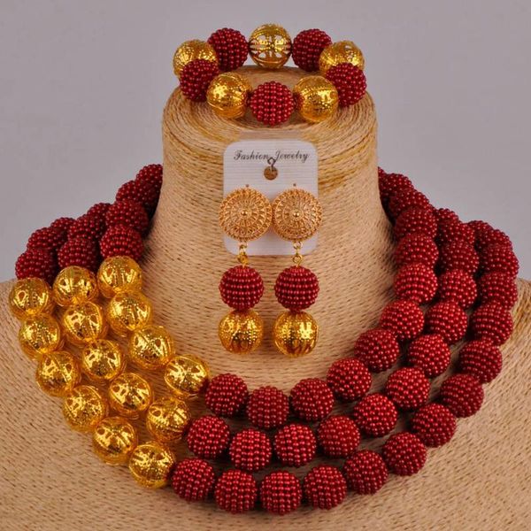 

earrings & necklace wine costume african set simulated pearl beads nigerian wedding bridal jewelry sets fzz93, Silver