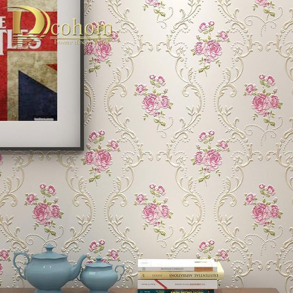 

wallpapers european pastoral damask floral wallpaper for walls bedroom living room decor embossed pink purple 3d flower wall paper rolls