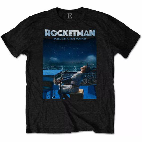 

elton john rocketman starry night licensed men t-shirt, White;black