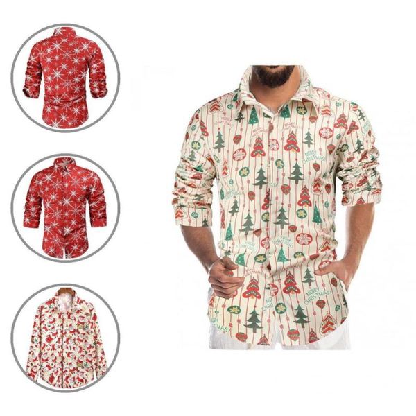 

men's casual shirts stylish christmas shirt buttons tree slim men, White;black