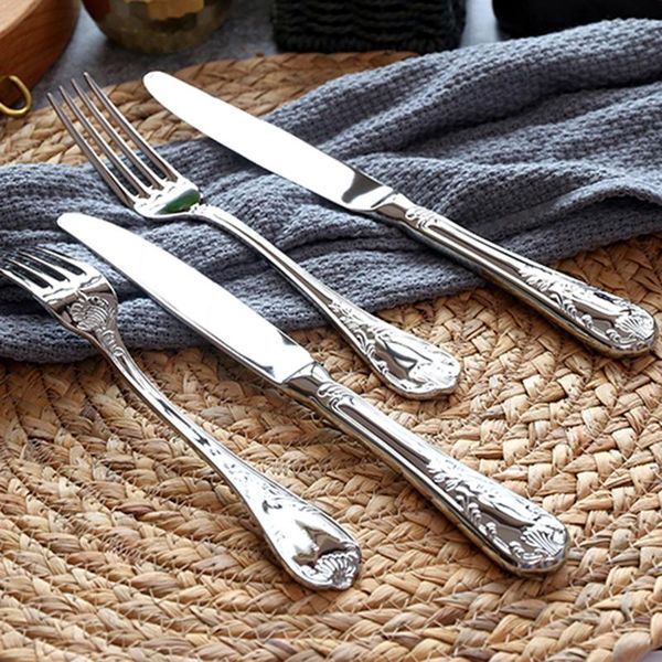 

european cutlery 304 stainless steel western fork spoon knife set travel cookware vintage tableware vajilla dining ec50cj dinnerware sets