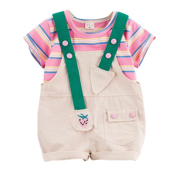 

baby girl overalls suit summer cute cartoon painting korean children's two-piece outfits 2021 jumpsuits, Blue