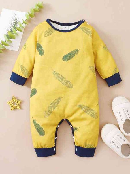 

baby rainbow print contrast trim jumpsuit with hat she, Blue