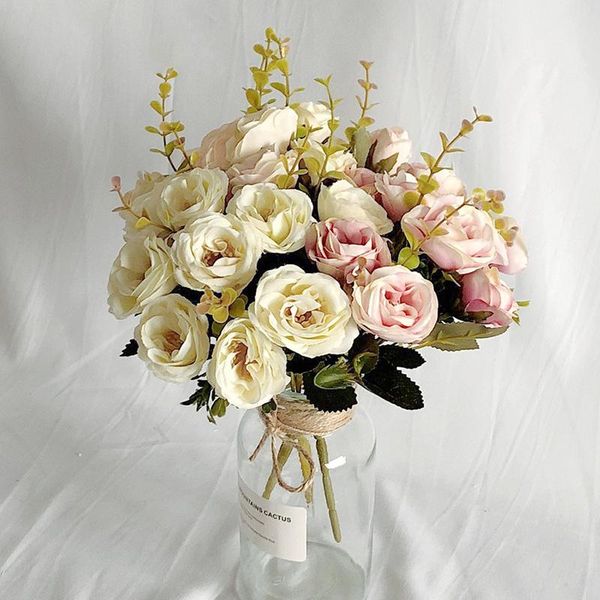 

decorative flowers & wreaths 1 bouquet artificial silk rose bride flower wedding party home decoration
