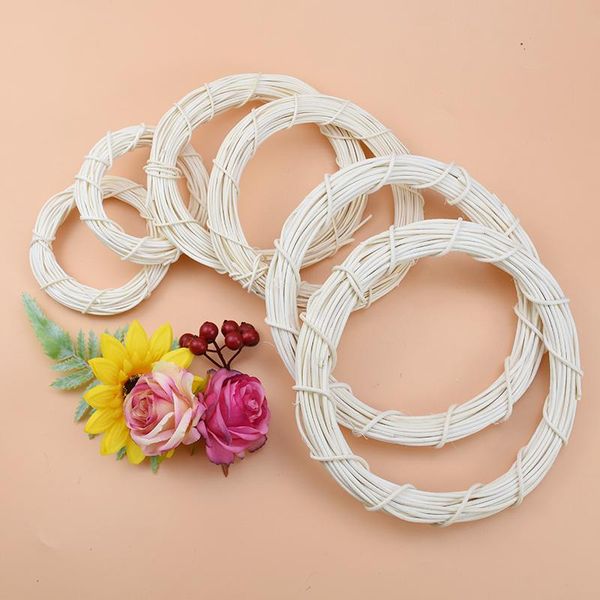 

decorative flowers & wreaths 10/15/20cm white rattan ring artificial garland dried flower frame for christmas home decor diy floral wedding