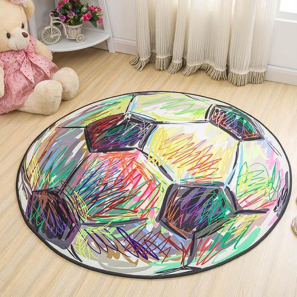 

carpets modern minimalist style colorful football animal world pattern round rug can be washed non-slip soft carpet