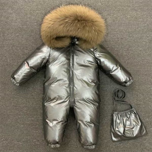 

children winter -30c thicken down jacket girl outside warm clothing boy for russian toddler outerwear romper coats 211203, Blue;gray