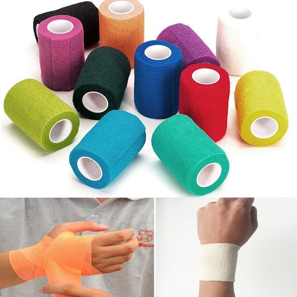 

wrist support 1pc 4.5m colorful elasast self adhesive elastic bandage sports knee finger ankle palm shoulder athletic wrap tapes, Black;red