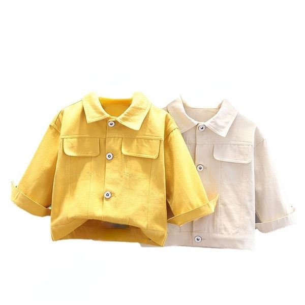 

jackets boy's cowboy coat 2021 spring style children's casual fashion boy baby jacket turn-down collar kids cotton, Blue;gray
