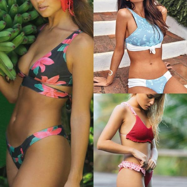 

dot patchwork bandeau bikini womens swimwear push up bikinis female set swimsuit beach feminino may biquinis, White;black