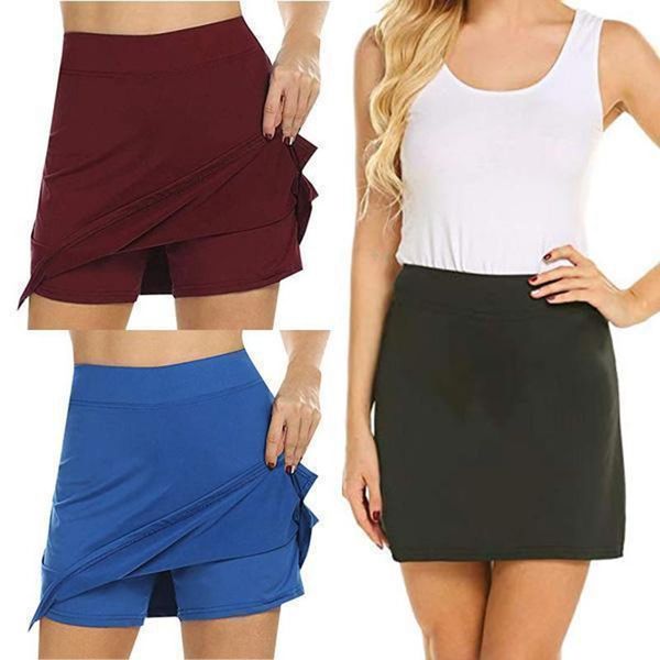 

anti-chafing active skorts super soft comfortable women's athletic lightweight skirts with shorts pockets running tennis xrq88, Black