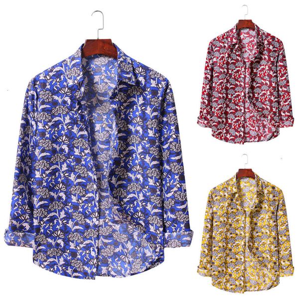 

men's casual shirts shirtautumn men's fashion casual fancy long sleeve shirt large size floral al018 4dyn, White;black