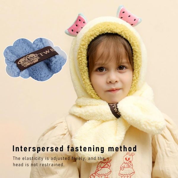 

caps & hats winter children hat plus fleece kids snood for children's ear cute cartoon boys cotton kawaii accessories, Yellow