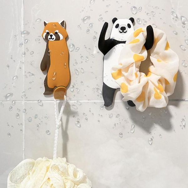 

hooks & rails punch-wall hook mount hangers cute elastic pvc creative animal shape home for living room