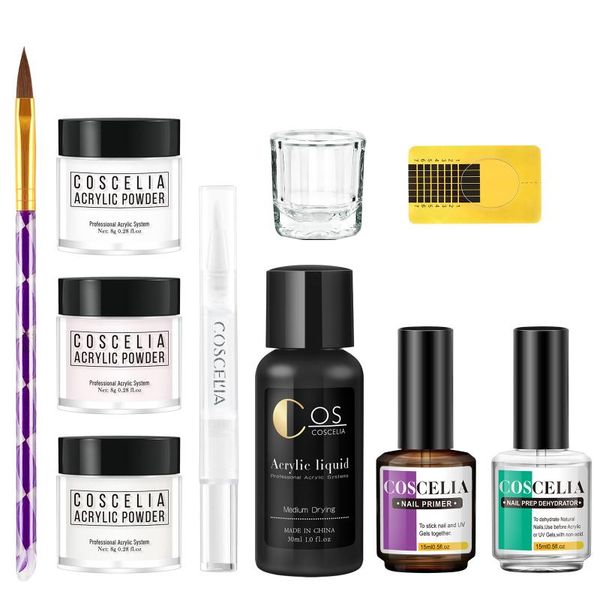 

coscelia acrylic nail kit extension kits with drill all for manicure art decorations professional set uv led lamp