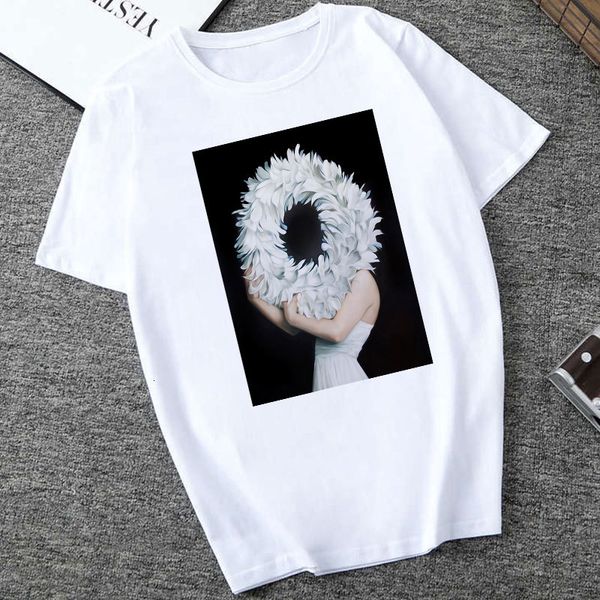

women's t-shirt women summer short sleeve floral flower fashion lady t-shirts t shirt ladies womens graphic tees female u, White