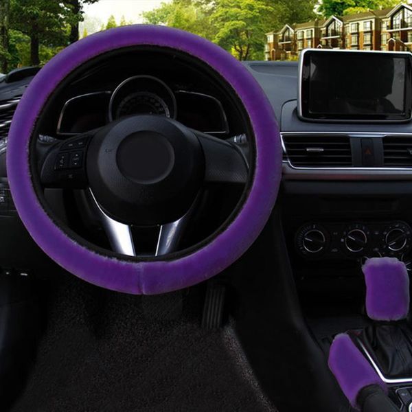 

steering wheel covers car cover braid + handbrake automatic plush gear shift accessories