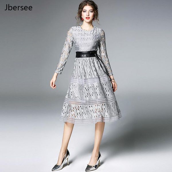 

casual dresses spring women dress elegant autumn long sleeve evening party lace white black woman clothes vestidos, Black;gray