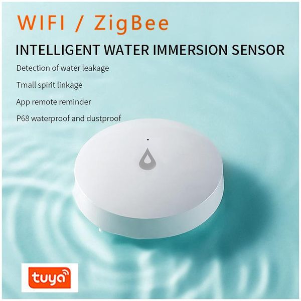 

smart home control zigbee tuya water leak detector flood sensor tank full linkage alarm life app remote monitoring smartlife ip68