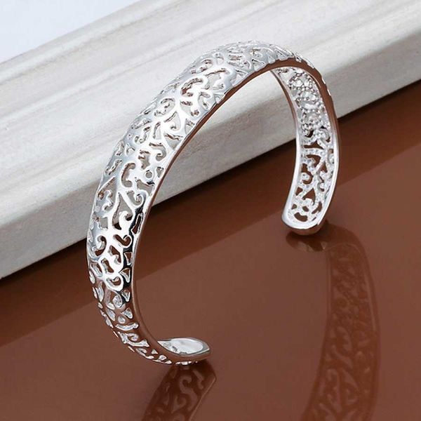 

silver color women lady girl cute favorite gift retro charm exquisite circular open bangle bracelet fashion jewelry b144 q0719, Black