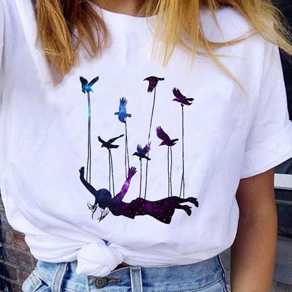 

graphic cartoon space casual 90s womens t shirt clothing fashion clothes tees print female, White