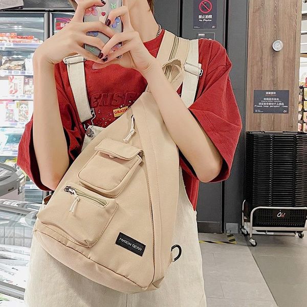 

backpack style multifunctional women's fashion casual solid color canvas shoulder bag former teenage schoolgirl messenger school