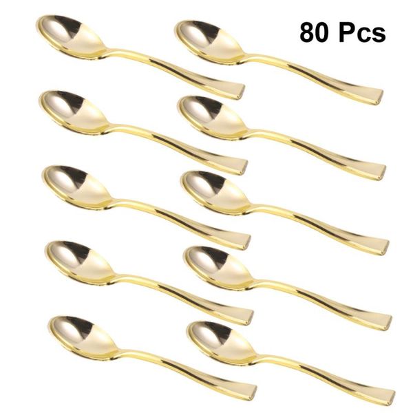 

spoons 24pcs mini cake disposable dessert ice-cream for home shop party golden