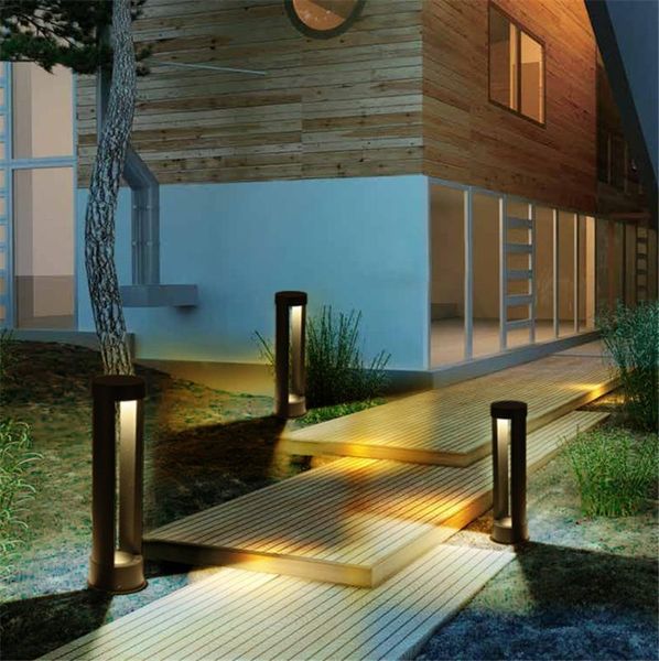 

40/60cm outdoor stand pole column lawn light aluminum waterproof garden pillar lamp courtyard pathway post bollards lamps