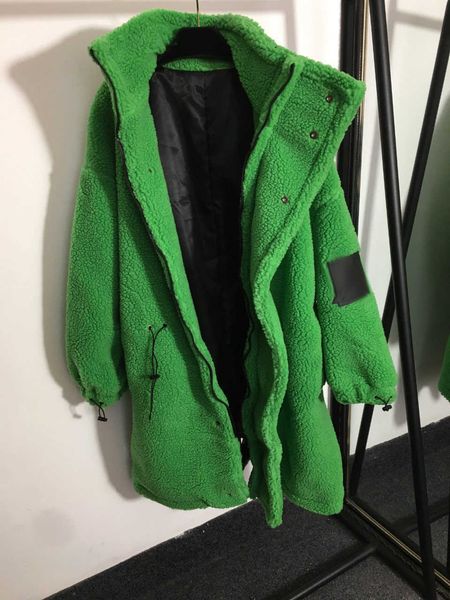 

1020 2021 spring autumn brand same style coat lamb hair lapel neck womens coat green long sleeve womens clothes fashion meiyi, Black;brown