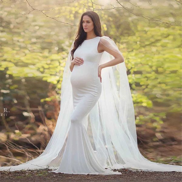 

tulle shawl maternity dresses for p shoot fancy pregnancy maxi gown elegence long pregnant women pgraphy props 2021 x0902, White