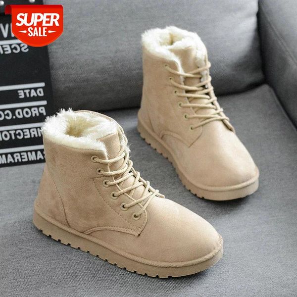 

women snow boots flat lace up winter plush platform ladies warm shoes 2019 new flock fur women's suede ankle boots flats female #hn8f