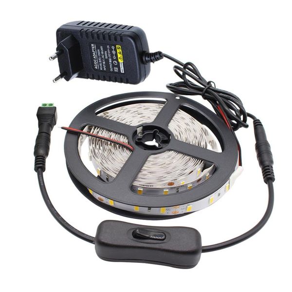 

led strip light 5730 5630 300leds non-waterproof + switch turn on / off dc wire 12v 2a power adapter flexible tape strips