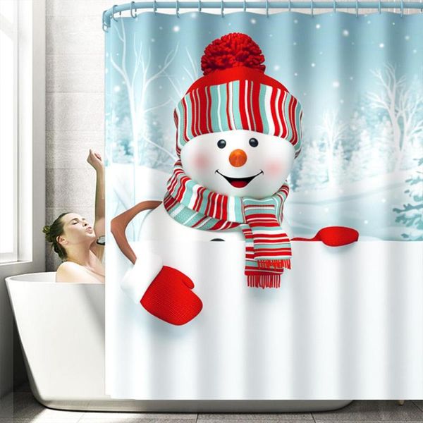 

shower curtains christmas snowman waterproof curtain bathroom festival decor