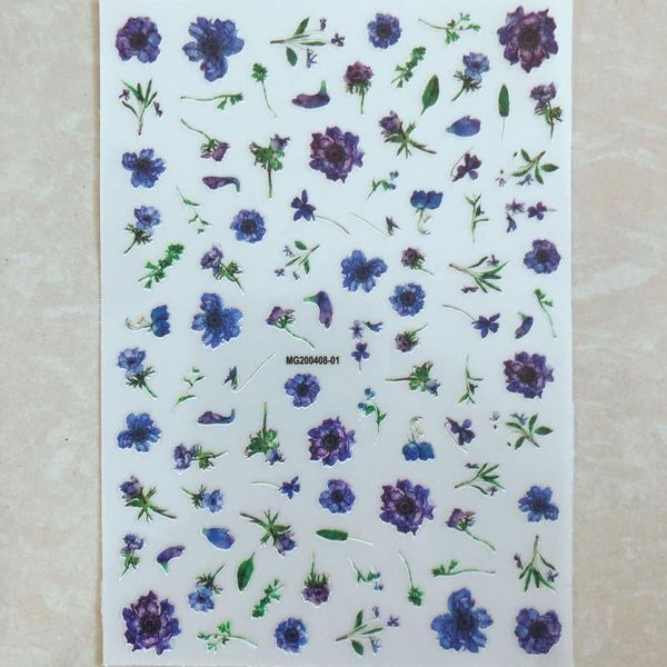 

stickers & decals 3d nail blue enchantress colorful flowers design diy tips art decoration packaging self-transfer decal slider, Black