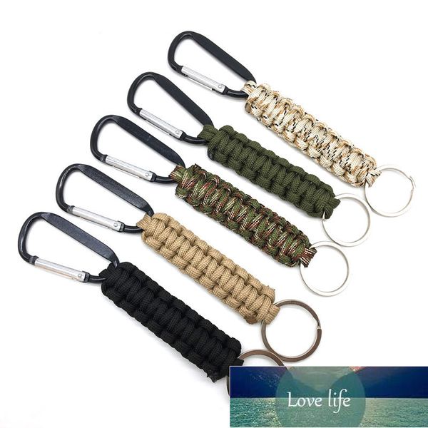 

woven paracord lanyard keychain outdoor survival emergency tactical military parachute rope cord pendant keyring key chain men factory price, Silver