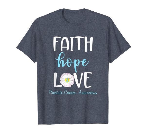 

faith hope love prostate cancer awareness blue ribbon gift t-shirt, White;black