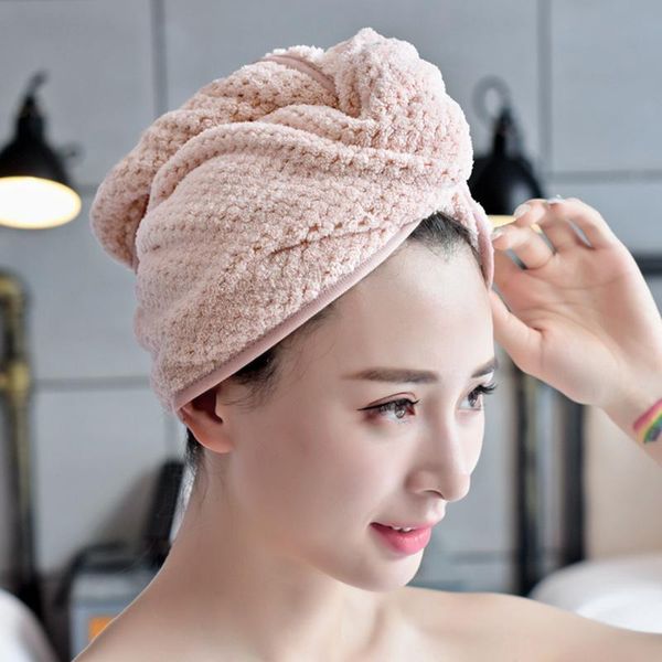 

microfiber quick drying bath shower cap soft head towel hair dry wrap turban hat for household bathing decoration caps