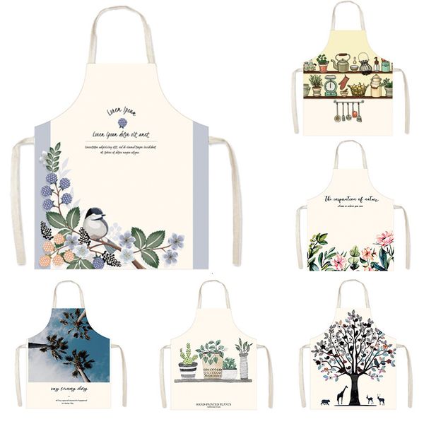 

ins green leaf kitchen apron cooking sleevels smock linen children apron