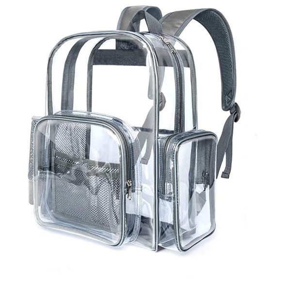 

clear bags, cambond heavy duty transparent backpacks with adults reinforced straps see-through bag for school work travel