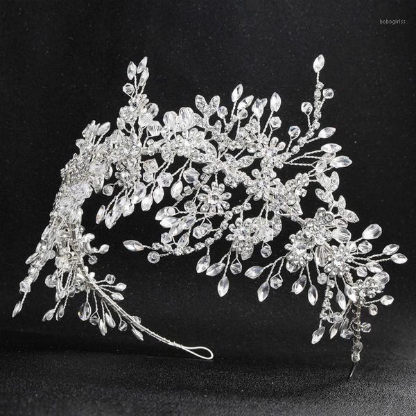 

wedding headdress luxurious and atmospheric handmade diamond hair band alloy flower headband bridal jewelry1