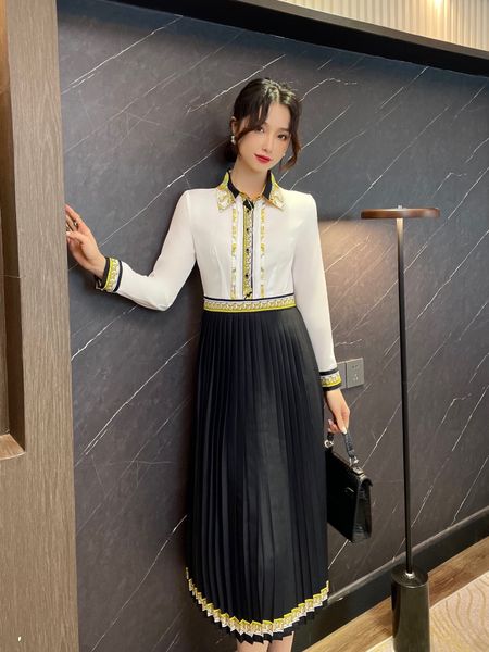 

spring and summer positioning flower crimp dress, Black;gray