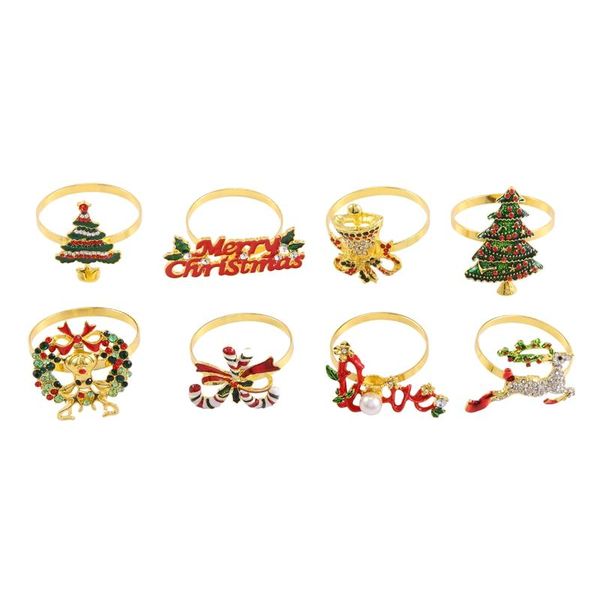 

napkin rings christmas - set of 8 holder for holiday table decoration elk buckle