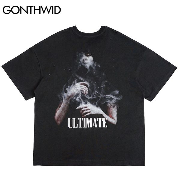 

tshirts hip hop creative print punk rock gothic tees shirts streetwear harajuku fashion casual cotton short sleeve 210602, White;black