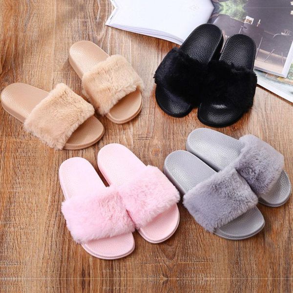 

slippers 2021 trend four season home plush women simple thick bottom warmth non-slip casual fashion cotton slipper wholesale, Black