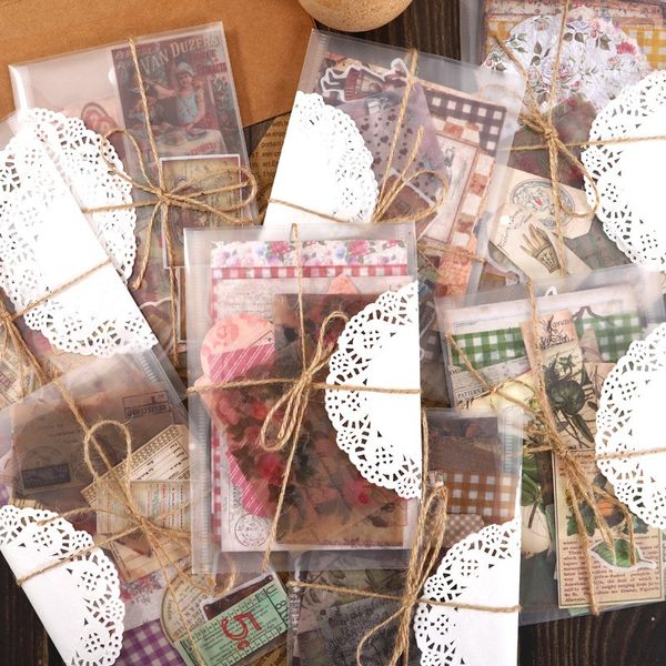 

29 pcs washi stikers vintage postmark retro letter note paper plant bird alice story decor labels for art project scrapbooking